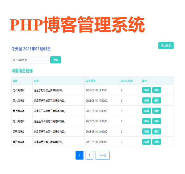 PHP＋Mysql博客管理系统-A001
